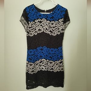 Sally Miller Couture Lace Short Sleeve Floral Dress Knee Small‎ 6/7